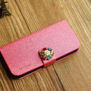Iphone 5 Case, Crystal Bling Leather Iphone Case -..