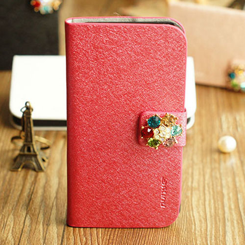 Iphone 5 Case, Crystal Bling Leather Iphone Case - Rainbow Flower Yx002