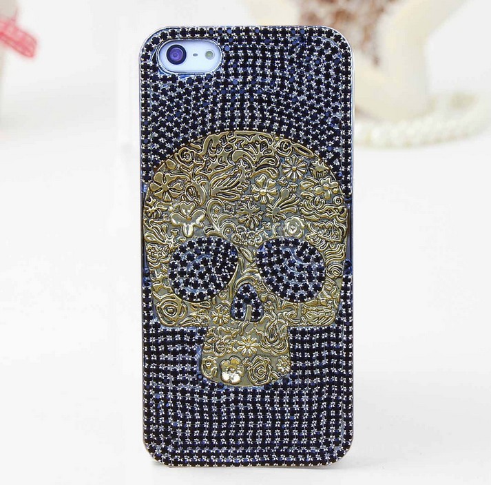 Iphone 5 Case Bling, Black Crystal Bling Iphone Case - Skull Hri5030